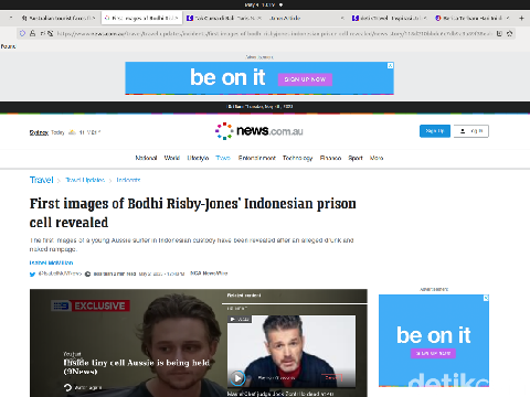 Screenshoot media asing beritakan turis Ausralia yang berulah di Aceh