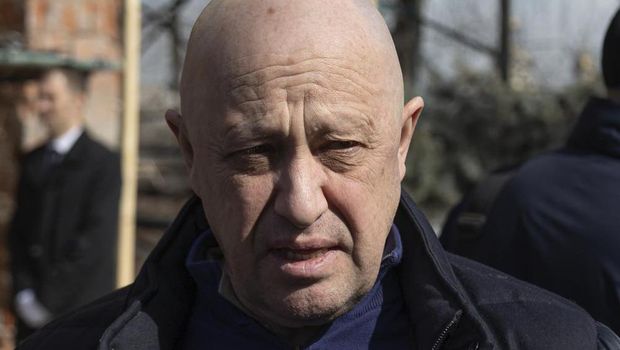 FILE - Yevgeny Prigozhin, the owner of the Wagner Group military company, arrives during a funeral ceremony at the Troyekurovskoye cemetery in Moscow, Russia, Saturday, April 8, 2023. Prigozhin is threatening to pull his troops out of the protracted battle for the eastern Ukraine city of Bakhmut next week. He accused Russia's military command Friday, May 5 of starving his forces of ammunition and rendering them unable to fight. (AP Photo, file)