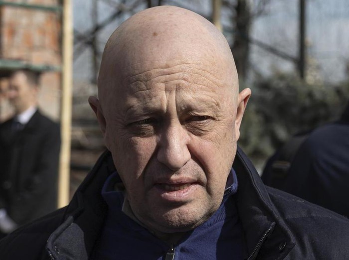 FILE - Yevgeny Prigozhin, the owner of the Wagner Group military company, arrives during a funeral ceremony at the Troyekurovskoye cemetery in Moscow, Russia, Saturday, April 8, 2023. Prigozhin is threatening to pull his troops out of the protracted battle for the eastern Ukraine city of Bakhmut next week. He accused Russia’s military command Friday, May 5 of starving his forces of ammunition and rendering them unable to fight. (AP Photo, file)