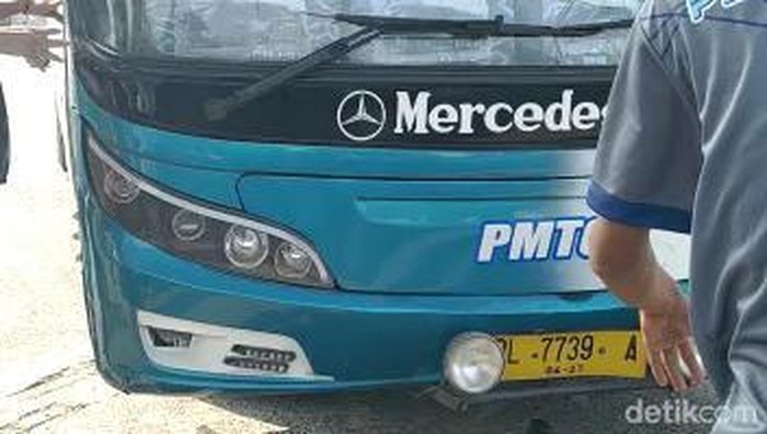 Bus asal Aceh yang menabrak pegawai SPBU di Ogan Ilir, Sumsel.