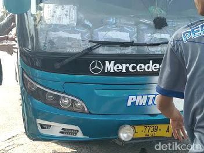 Bus asal Aceh yang menabrak pegawai SPBU di Ogan Ilir, Sumsel.
