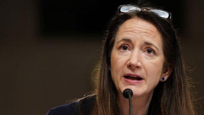U.S. Director of National Intelligence Avril Haines testifies before a Senate Armed Services Committee hearing on 