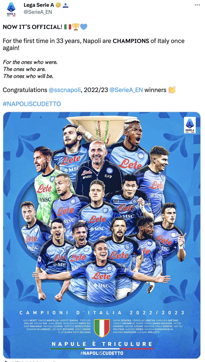 Meme Napoli Juara Liga Italia 2022-2023