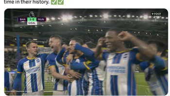 Kemenangan ini sejarah bagi Brighton karena mampu mengandaskan Setan Merah. Foto: Twitter