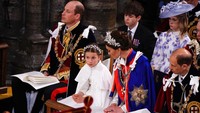 LONDON, ENGLAND - MAY 06: Britains Prince William, Prince of Wales, Princess Charlotte, Prince Louis and Britains Catherine, Princess of Wales attend the Coronation of King Charles III and Queen Camilla at Westminster Abbey on May 6, 2023 in London, England. The Coronation of Charles III and his wife, Camilla, as King and Queen of the United Kingdom of Great Britain and Northern Ireland, and the other Commonwealth realms takes place at Westminster Abbey today. Charles acceded to the throne on 8 September 2022, upon the death of his mother, Elizabeth II. (Photo by Yui Mok  - WPA Pool/Getty Images)