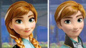 Princess Anna jadi pria, sama-sama cakep. Foto: Brightside