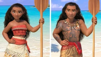 Princess Moana kala jadi maco penuh tato. Foto: Brightside