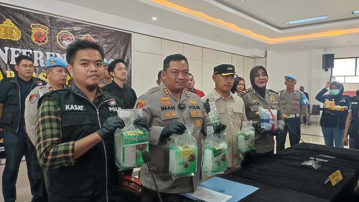 Konferensi pers kasus narkoba di Polres Bogor (Rizky-detikcom)