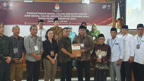 Mantan ketua Gerakan Pemuda (GP) Ansor Nahdlatul Ulama (NU) Provinsi Bali Ainun Niam mendaftar sebagai calon anggota DPD RI 2024-2029.
