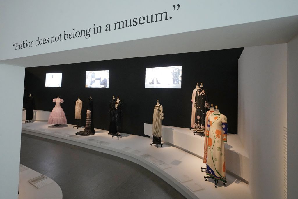 Designs by Karl Lagerfeld are displayed at the Metropolitan Museum of Art's Costume Institute exhibition, 