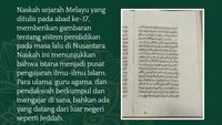 Sejarah Melayu ditulis pada abad 17. Naskah ini menunjukkan gambaran sistem pendidikan di Nusantara pada masa lalu. Di sana diterangkan bahwa istana jadi pusat pengajaran ilmu-ilmu Islam. Foto: Instagram/Naskah Nusantara Perpusnas RI