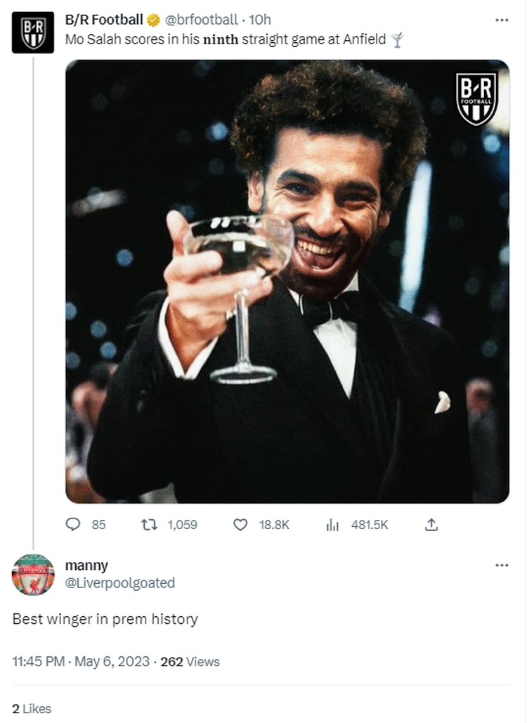 Liverpool menang lawan Brentford 1-0, dan ini menjaga kans finish empat besar Premier League 2022/2023. Sejumlah netizen menggangap bahwa Salah merupakan winger terbaik saat ini.