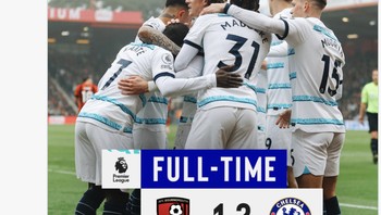 Chelsea berhasil membungkam tim tuan rumah, Bournemouth, dalam laga lanjuta Liga Inggris. Foto: Twitter