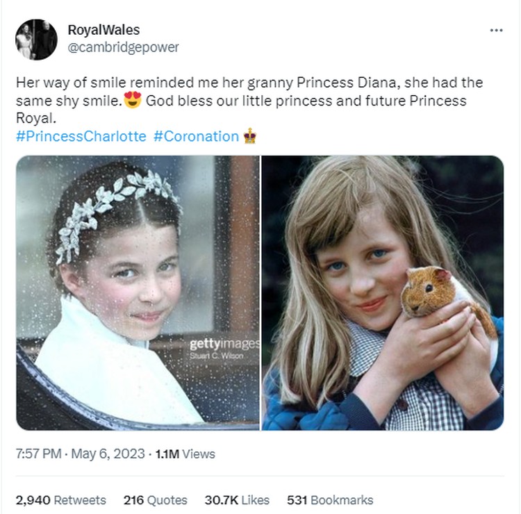 Raja Charless III bersama istrinya Camilla, resmi dinobatkan sebagai Raja dan Ratu Inggris. Namun pada momen penobatannya, netizen salah fokus dengan Princess Charlotte yang disebut mirip Princess Diana.