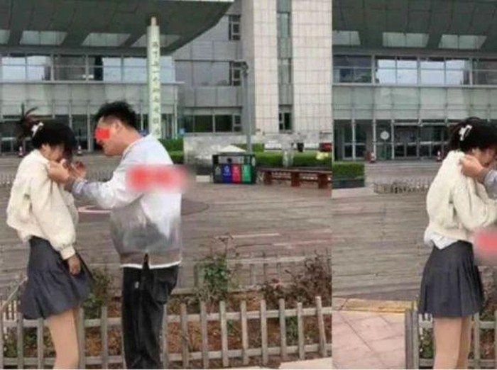 Unggahan foto suami terlihat sedang bertengkar dengan istrinya di depan rumah sakit.