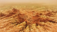 Lingkungan keras yang didominasi warna coklat kekuningan ini mengingatkan kita dengan lingkungan keras di Planet Mars.