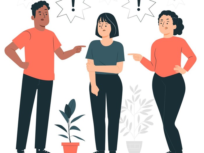 Ilustrasi seseorang ketika mendapat kritikan dari teman-temannya.