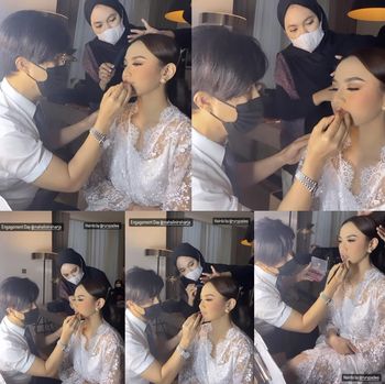 Momen saat makeup artist (MUA) Juanda Hasid Sorumba merias acara lamaran Mahalini.