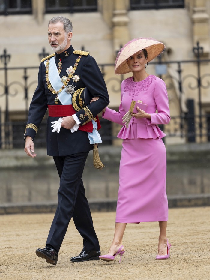LONDON, ENGLAND - MAY 6: Queen Letizia of Spain at Westminster Abbey during the Coronation of King Charles III and Queen Camilla on May 6, 2023 in London, England. The Coronation of Charles III and his wife, Camilla, as King and Queen of the United Kingdom of Great Britain and Northern Ireland, and the other Commonwealth realms takes place at Westminster Abbey today. Charles acceded to the throne on 8 September 2022, upon the death of his mother, Elizabeth II. (Photo by Mark Cuthbert/UK Press via Getty Images)