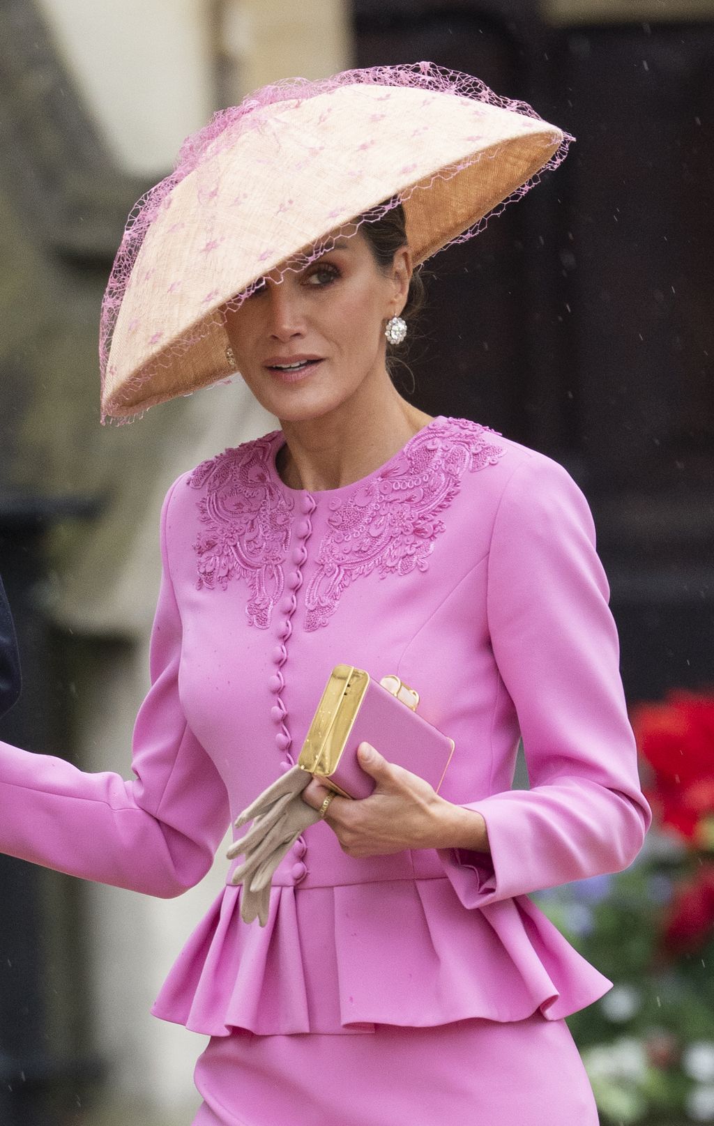 LONDON, ENGLAND - MAY 6: Queen Letizia of Spain at Westminster Abbey during the Coronation of King Charles III and Queen Camilla on May 6, 2023 in London, England. The Coronation of Charles III and his wife, Camilla, as King and Queen of the United Kingdom of Great Britain and Northern Ireland, and the other Commonwealth realms takes place at Westminster Abbey today. Charles acceded to the throne on 8 September 2022, upon the death of his mother, Elizabeth II. (Photo by Mark Cuthbert/UK Press via Getty Images)