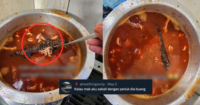 Apes! Sambal Sotong 3 Kg Harus Dibuang Karena Kemasukan Biawak
