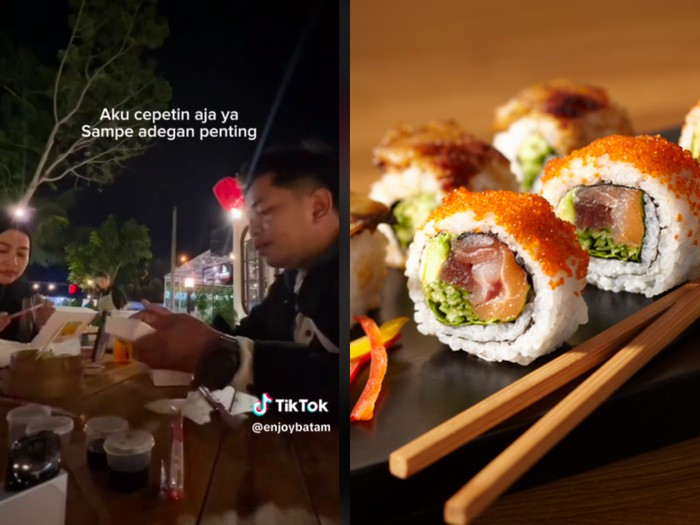 Ditegur makan sushi pakai tangan langsung