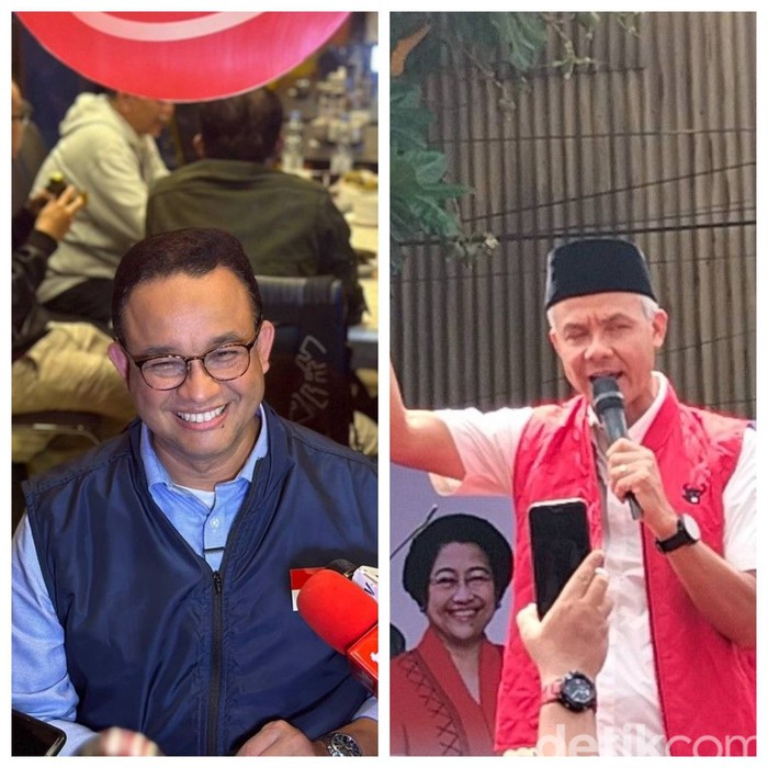 Kolase foto Anies Baswedan dan Ganjar Pranowo