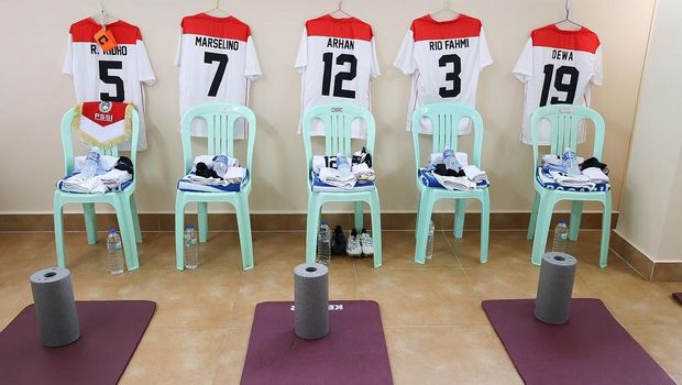 The locker room for the U-22 Indonesian National Team (Timnas) during the 2023 Cambodia SEA Games.  (Doc. PSSI)