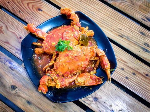 Crab cooked with Padang Sauce typical of Indonesia