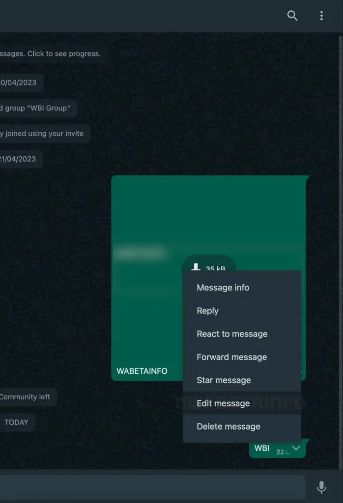 Fitur whatsApp edit pesan versi beta