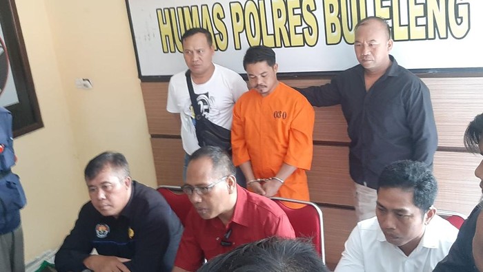 Polres Buleleng saat merilis kasus penganiayaan di Desa Gesing, Kecamatan Banjar, Kabupaten Buleleng, Bali, Rabu (10/5/2023).
