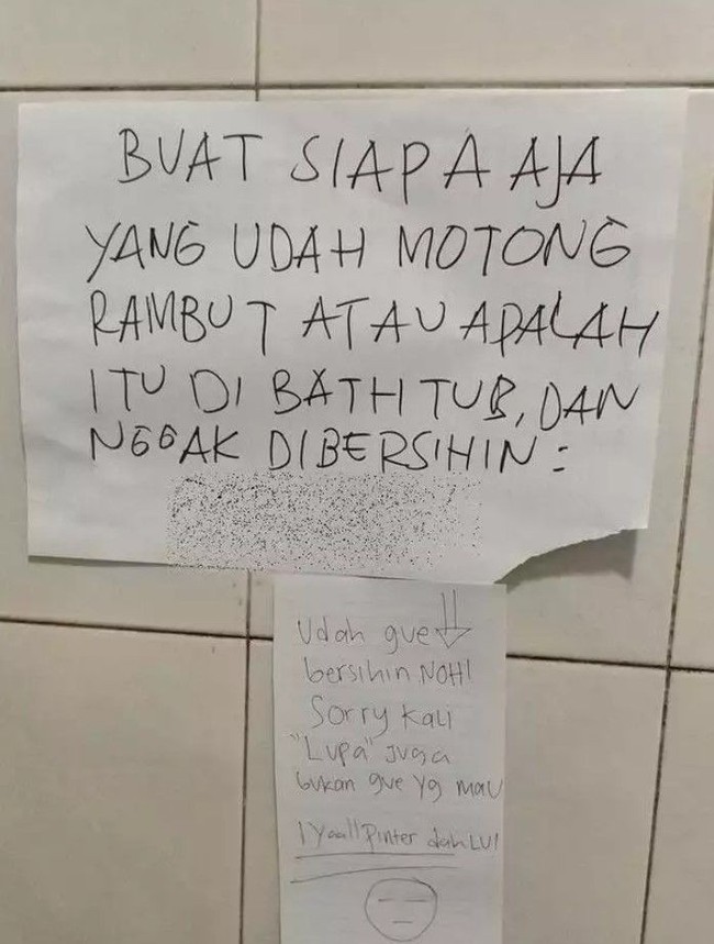 Makanya kalau sudah mengotori harus kembali dibersihkan. Jangan sampai memancing keributan seperti ini. Foto: Twitter/@txtdarikostan