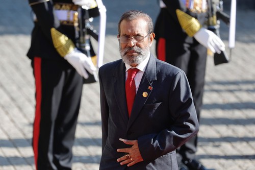 East Timorese Prime Minister Taur Matan Ruak arrives at the 42nd ASEAN Summit in Labuan Bajo, East Nusa Tenggara province, Indonesia, Wednesday, May 10, 2023. (Willy Kurniawan/Pool Photo via AP)