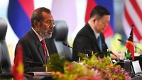 Dalam sambutannya, Perdana Menteri Timor Leste Taur Matan Ruak mengucapkan terima kasih kepada Presiden Joko Widodo. (ANTARA FOTO/Rivan Awal Lingga)  