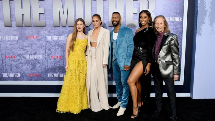Ben Affleck and Jennifer Lopez at the premiere of The Mother held at Regency Village Theatre on May 10, 2023 in Los Angeles, California. (Photo by John Salangsang/Variety via Getty Images)