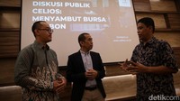 Kamrussamad Ketua Umum BPP HIPKA-Himpunan Pengusaha KAHMI-Anggota DPR Komisi XI bersama Bhima Yudhistira Direktur Celios (center of law and economics) dalam diskusi publik menyambut bursa karbon di Jakarta, Kamis (11/5/2023).