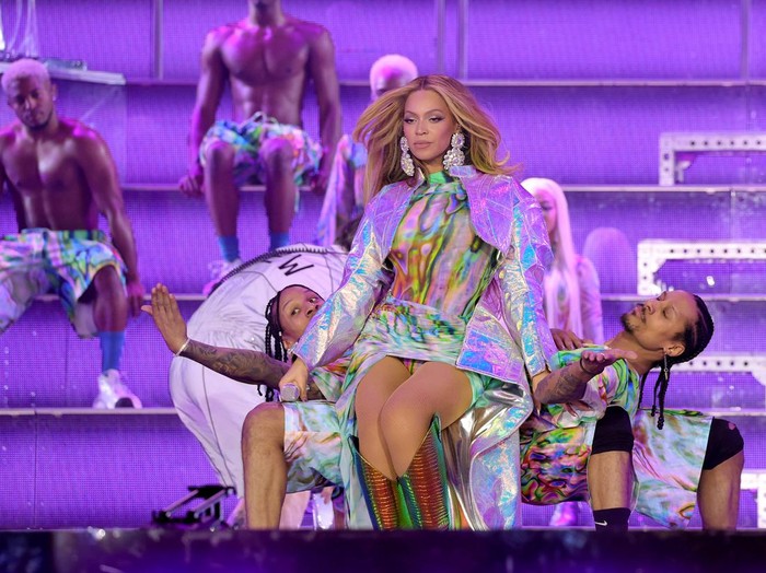 STOCKHOLM, SWEDEN - MAY 10:  (Editorial Use Only) (Exclusive Coverage) Beyoncé performs onstage during the opening night of the “RENAISSANCE WORLD TOUR” at Friends Arena on May 10, 2023 in Stockholm, Sweden. (Photo by Kevin Mazur/Getty Images for Parkwood)