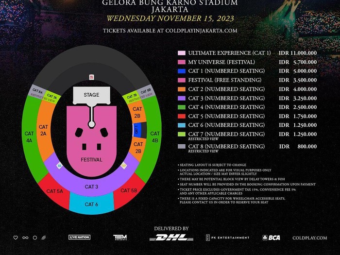 Harga Tiket Konser Coldplay Jakarta 2023