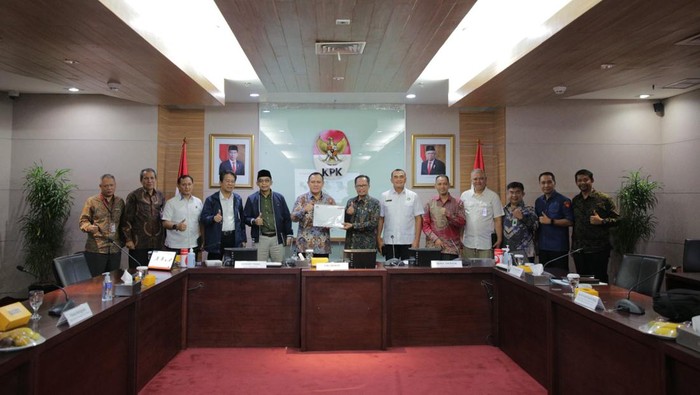 KPK menerima audiensi dari tim Satgas TPPU di Gedung Merah Putih KPK.