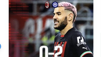 Akun Twitter AC Milan meratapi kekalahan mereka. Foto: Twitter
