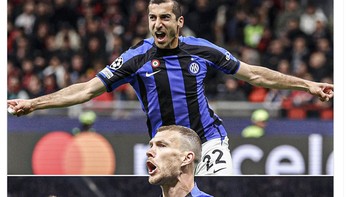 Walau sudah tua, Edzin Dzeko dan Mikhitaryan masih bertaji buat Inter. Foto: Twitter