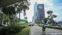 Tugu bertulisan Jakarta Kota Kolaborasi yang berada di bawah flyover Karet-Sudirman tidak terlihat lagi. Tugu tersebut kini sudah tak lagi dipajang, Kamis (11/5/2023).