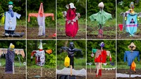 Setiap orang-orangan sawah dihias dengan beragam karakter penuh warna.