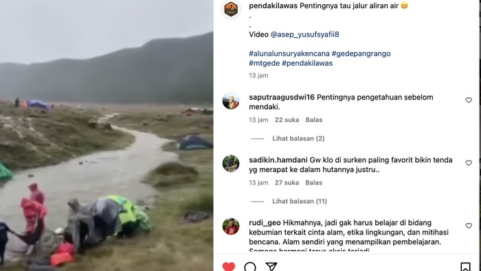 Banjir di Alun-alun Suryakencana Gunung Gede Pangrango