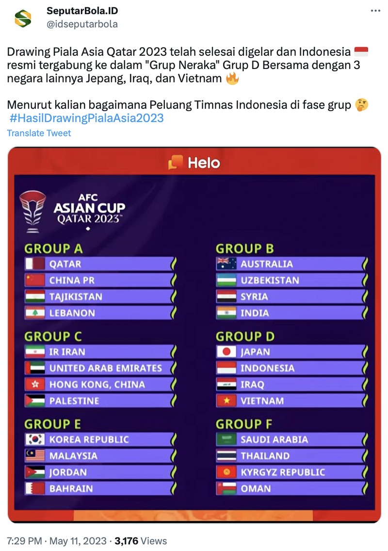 Meme Timnas Indonesia di Piala Asia 2023