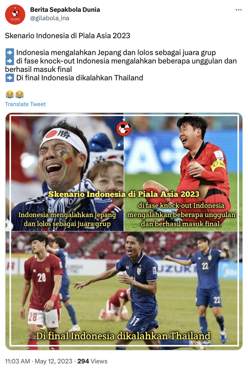 Meme Timnas Indonesia di Piala Asia 2023
