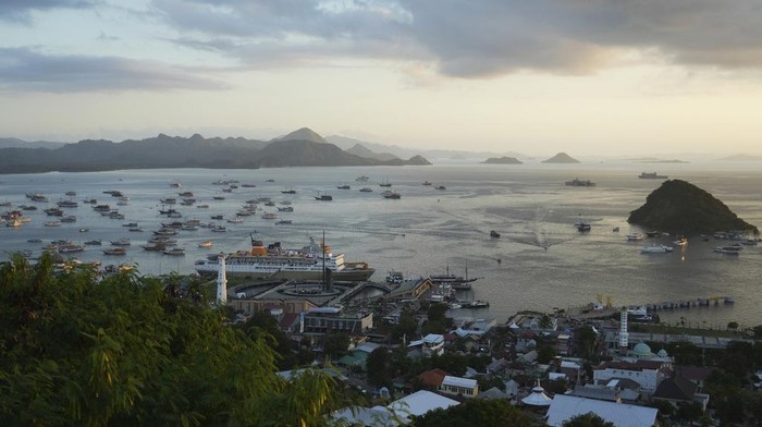 A view of the Labuan Bajo marina, a gateway to the Komodo National Park in Labuan Bajo, East Nusa Tenggara province, Indonesia, Thursday, May 11, 2023. (AP Photo/Achmad Ibrahim)