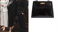Gaya Aurel makin anggun dengan menenteng tas Hermes Kelly 25 Sellier Black Shiny Alligator Gold Hardware seharga Rp 1,29 Miliar. Foto: Instagram fashion_aureliehermansyah_atta