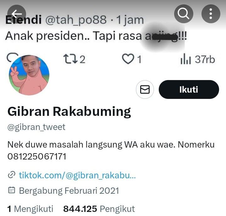 Twitter Gibran Rakabuming Raka.