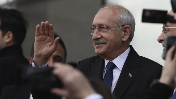 Kemal Kilicdaroglu, the leader of the Republican Peoples Party, arrives for a meeting before a six-party alliance nominated him as its common candidate to challenge President Recep Tayyip Erdogan, in Ankara, Turkey, March 6, 2023. The alliance on Monday nominated main opposition party leader Kilicdaroglu to challenge Erdogan in elections in May, ending months of uncertainty and bickering that had frustrated their supporters. (AP Photo/Burhan Ozbilici)
